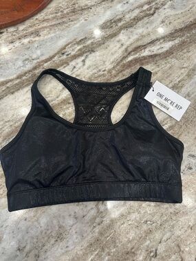 One More Rep Women's Shimmery Black Racerback Sports Bra